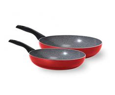 Aeternum Induction Simplicity Set Bis di Padelle 24/28 cm, Adatto allinduzione, Alluminio, Rosso