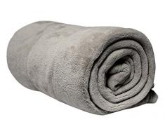 Soleil dOcre 512047 - Plaid in pile di poliestere/microfibra, 110 x 160 cm, Poliestere, Grigio, 110 x 160 cm