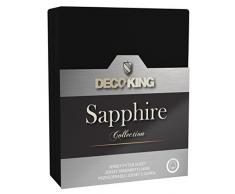 DecoKing con angoli elasticizzati 180Â x 200Â âÂ 200Â x 220Â cm Lenzuolo matrimoniale con angoli Jersey di cotone panno Sapphire Collection, Cotone, nero, 100 x 200 - 120 x 200 cm