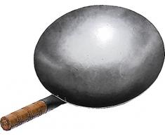 JADE TEMPLE, Padella Wok di Ferro, Colore Grigio, Ferro, Grigio, Diametro 30 cm