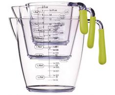 Kitchen Craft - Set 3 Ciotole misurino, Colore: Verde