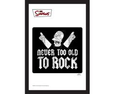 Empire 538338 - Quadro I Simpsons, Never Too Old To Rock, su vetro stampato con cornice in plastica effetto legno, 20 x 30 cm