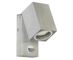 Ranex 5000.486 Lorna Lampada da Parete a LED con Rilevatore di Movimento, Argento