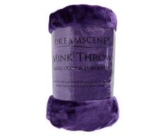 Dreamscene Finta Pelliccia di Visone Coperta copridivano Divano Letto Morbido Caldo in Pile, Nero, 125Â x 150Â cm-p, Poliestere, Purple Grape, Double - 150 x 200 cm