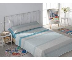 Secaneta Stilia - Set di 3 Pezzi, Lenzuolo con Angoli, Lenzuolo e Federa per Cuscino, Colore: Blu, Letto 180 x 190/200 cm, Blu