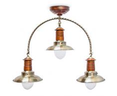 Relaxdays Lampadario da Soffitto con Design Industriale, Effetto Antico e Rustico, Argento