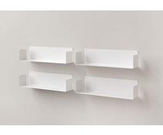 TEEbooks Set di 4 mensole Muro, Acciaio, Bianco, 60 x 15 x 15 cm, 4 unitÃ 