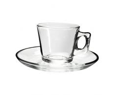 Pasabahce Set 6 Tazzine caffÃ¨ con Piatto Vetro Vela Preparazione Arredo Tavola