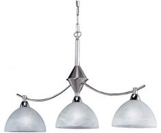 Honsel Leuchten 77733 - Lampada a sospensione, superficie nichelata/cromata e vetro alabastrato, colore: Bianco