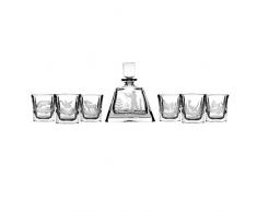 Crystaljulia 3162Â âÂ Bicchieri Whisky Set Cacciatore Motivo Cristallo al Piombo 24% PbO 1Â x caraffa 6Â x Bicchiere da Whisky