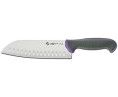 Sanelli Ambrogio Linea TECNA Colore Coltello Santoku, Tagliare Sminuzzare Carne, Pesce o Verdure. Manico Ergonomico, Acciaio Inossidabile, Viola