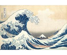 Hokusai, Katsushika - IThe Great Wave - Poster Japanische Zeichnung - GrÃ¶sse 91,5x61 cm