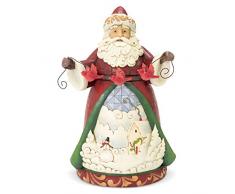 Jim Shore Heartwood Creek Babbo Natale con Ghirlanda Uccello Cardinale, 23.5 cm