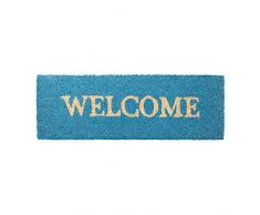 Relaxdays Zerbino per Ingresso in Cocco, Modello Welcome, con Base Inferiore in PVC, HBT: Ca 1.5 X 75 X 25 cm, Ideale per Piccoli Ambienti, Blu