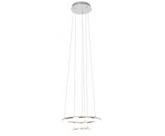 Brilliant g04070/15Â a, Donut LED lampada a sospensione, regolabile in altezza, in metallo, 31Â W, integrato, Cromo/Bianco, 43Â x 43Â x 150Â cm
