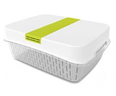 Rotho Fresh Dynamic Box Contenitore salvafreschezza Grande con Ventilazione, plastica (San+PP), Bianco/Verde, 6.4 l