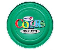 DOPLA Confezione da 30 Pezzi di Piatti Fondi, Verde, Taglia Unica