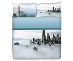 Gabel Planet Fog Completo Lenzuolo Copriletto, 100% Cotone, Piazza e Mezza, 180 x 290 cm
