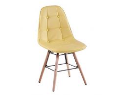 Tuoni Patty Sedia, Legno Rifinito Rovere, Finta Pelle, Giallo, 4 Pezzi