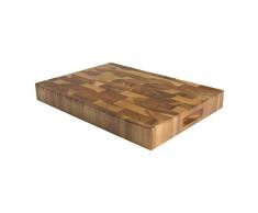 T&G Woodware - Tuscany - Tagliere rettangolare grande, con incavi per le dita, in legno di testa dacacia - 45 x 30 x 40 cm