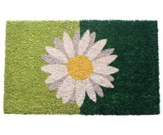 Entryways - Zerbino in fibra di cocco, con retro antiscivolo in PVC, 40 X 60 cm, motivo: margherita, colore: verde