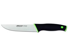 Arcos Serie Duo - Coltello Cucina - Lama Acciaio Inossidabile NITRUM 150 mm - Manico Polipropilene Coperto da Elastomer Colore Nero e Verde