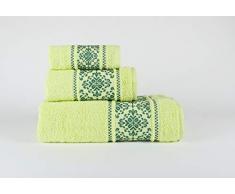 ForenTex - Set di 3 Asciugamani Multiuso Basic assorbenti per Bagno, Palestra, Spiaggia, Piscina, 100% Cotone, Verde Acqua, Set 30 x 50, 50 x 100, 100 x 150 cm 3