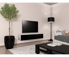 Homemania Mobile Porta TV Tallinn, Legno, Bianco Opaco-Nero Lucido PVC, 160x40x30 cm