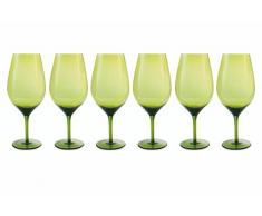 Villa dâEste Home Tivoli Happy Hour Set 6 Calici da Vino, Verde, 25x7x7 cm, 6 unitÃ 