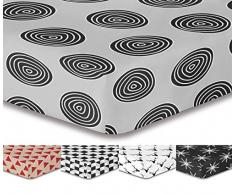 DecoKing Premium 93795,Â Lenzuolo con Angoli 200Â x 220Â cm Bordo 30Â cm Grigio Bianco Nero, Lenzuolo con Angoli Hypnosis Fossil 1 in Microfibra, Cerchi concentrici, Antracite Grigio-Grafite Nero Bianco