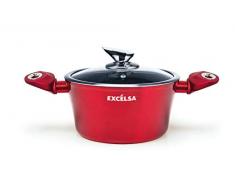 Excelsa Phoenix Casseruola Antiaderente 24 cm, Alluminio, Rosso