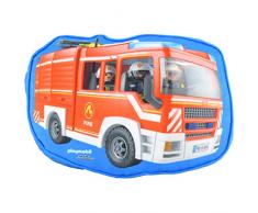 Playmobil United Labels City Action - Cuscino per cameretta Bambini, Motivo: Vigili del Fuoco, ca. 26 x 33 x 5 cm