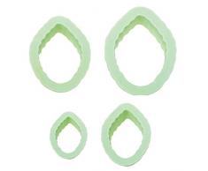 Decora Confezione Tagliapasta Foglie di Rosa, Plastica, Verde, 4 Pezzi
