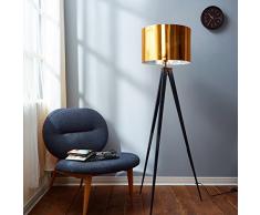 Versanora vn-l00004-eu Romanza Piantana treppiede Pavimento Lampada su Piede Paralume, Ferro/Plastica, 50Â W, Dorato, 19.68Â X 60.23, Oro/Nero, 19.68 x 19.68 x 60.23