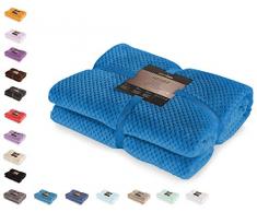 DecoKing Henry, Morbida Coperta in Microfibra/Pile, Coperta da Giorno, da Salotto, in Stile scandinavo, Poliestere, Blu Scuro, 70 x 150 cm
