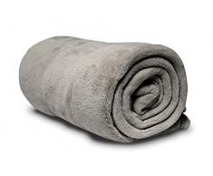 Soleil docre 510048 Coperta in pile, microfibra, colore: grigio chiaro, 180 x 220 cm