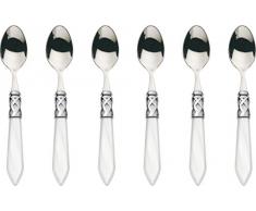 Bugatti ALC1M N4208 Aladdin - 6 Pezzi, cucchiai Moka, Acciaio Inox/plastica (ABS), Bianco, 21 x 18 x 3 cm