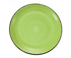 Villa dâEste Home Tivoli Baita Set Piatti Piani, Gres Smaltato Dipinto a Mano, Verde, 6 Pezzi