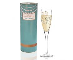 RITZENHOFF Pearls Edition - Bicchiere da prosecco Ramona Rosario (cuore), in cristallo da 160 ml, con eleganti parti in oro rosa
