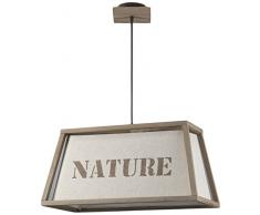 Onli Nature Lampada a Sospensione E27, Avorio, 60 x 30 x h 105 cm, tessuto;legno