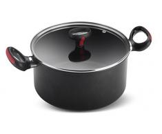 Lagostina Linea Rossa Casseruola Multifunzione 2 Maniglie + Coperchio, Alluminio, Nero, 24 cm