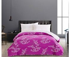 DecoKing Copriletto Trapuntato Reversibile Bianco Viola Grigio Motivo Geometrico Floreale 1 Piazza e Mezza 220x240 cm Hypnosis Collection Calluna