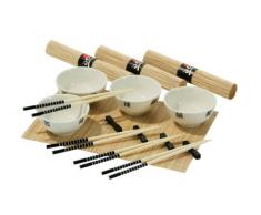 Premier Housewares Set per cucina cinese, 16 pezzi, 4 ciotole bianche, 4 paia di bacchette, 4 poggia bacchette e 4 tovagliette