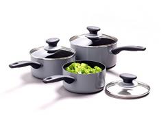 Oxo Softworks - Set di pentole antiaderenti, in Alluminio, Colore: Nero, Alluminio, Nero, 3 PCS - Saucepan Set 16/18/20 cm