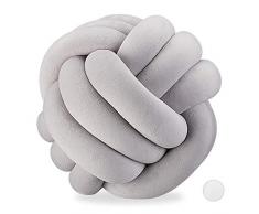 Relaxdays, Grigio Nodo, Cuscino Annodato da Divano, Decorativo, Scandinavo, Guanciale a Gomitolo, Ã25 cm, Poliestere, 25 x 25 x 25 cm