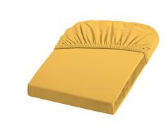 Fleuresse Colours 9100-2349 Lenzuolo con Angoli Elasticizzati, 100% Cotone (Satin di Cotone makÃ²), 200x200 cm, con Pratica Gomma Tutto Intorno, Colore: Giallo Oro