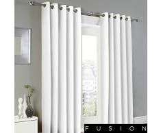 Fusion Unity Coppia di Tende con Occhielli, 100% Cotone, Bianco, 46 Width x 54 Drop (117 x 137cm)