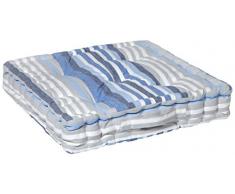 Amadeo Novell Cuscino da Pavimento, Cotone, Bianco, Blu e Grigio, 52Â x 52Â x 10Â cm