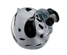 Dartington Crystal - Soprammobile in cristallo a forma di cane Sarah P Art Glass Spot, colori: Nero/Trasparente/Bianco