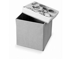 Domopak Living Pouf Contenitore Misure 30x30X30 cm-Design Mickey Minnie 907108, Bianco, 30 x 30 x 30 cm